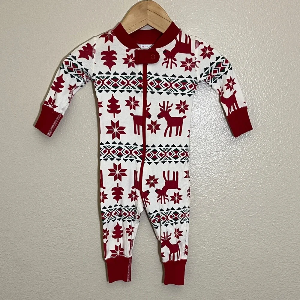 Hanna Andersson Red White Organic Cotton Holiday One Piece Pajama